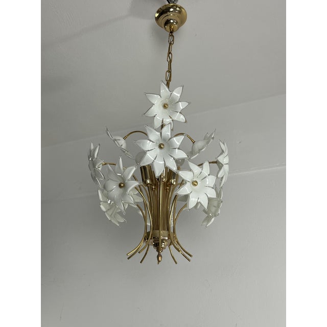 Mid-Century Italian Murano Glass Floral Chandelier, 1970s For Sale - Image 4 of 9