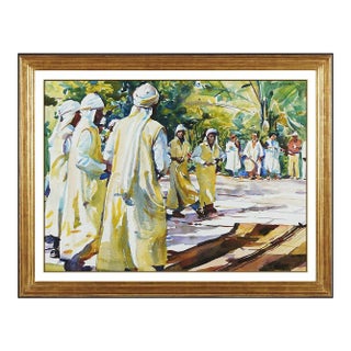 1990s The Dancers and Musicians Watercolor Painting, Shirl Goedike For Sale
