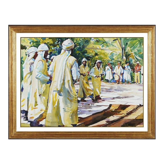1990s The Dancers and Musicians Watercolor Painting, Shirl Goedike For Sale