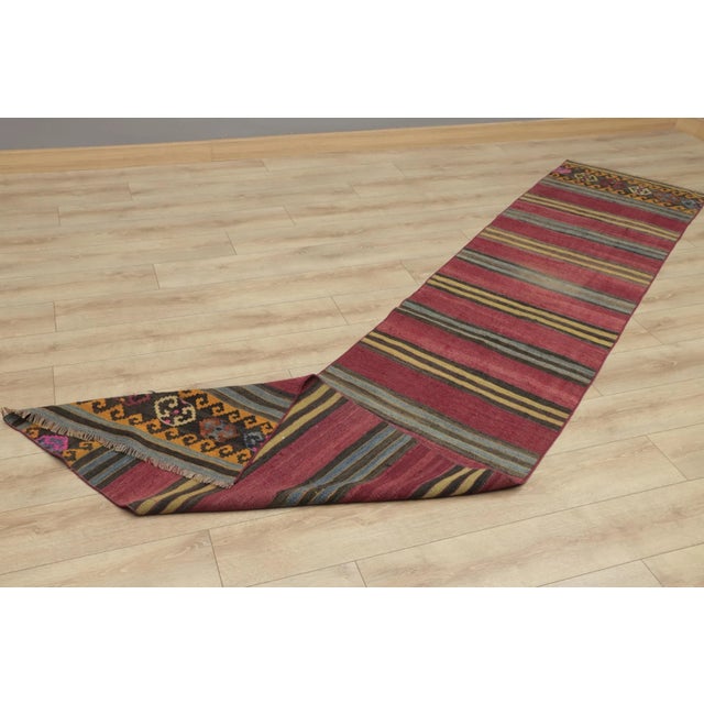 1950s Traditional Red Striped Kilim Rug For Sale - Image 4 of 13