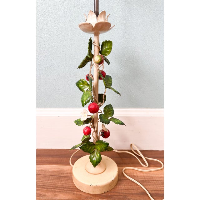 Mid 20th Century Mid-20th Century Italian Tole Strawberry Table Lamp – Cottagecore / Country French Style For Sale - Image 5 of 12