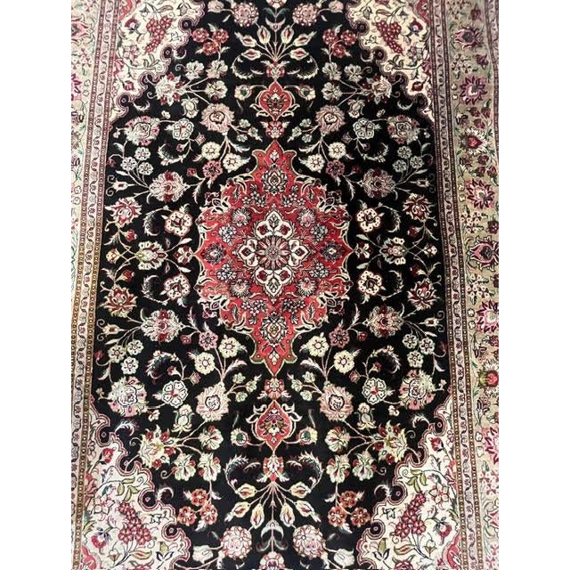 Pure silk pile genuine hand made exceptionally fine Persian Qum-