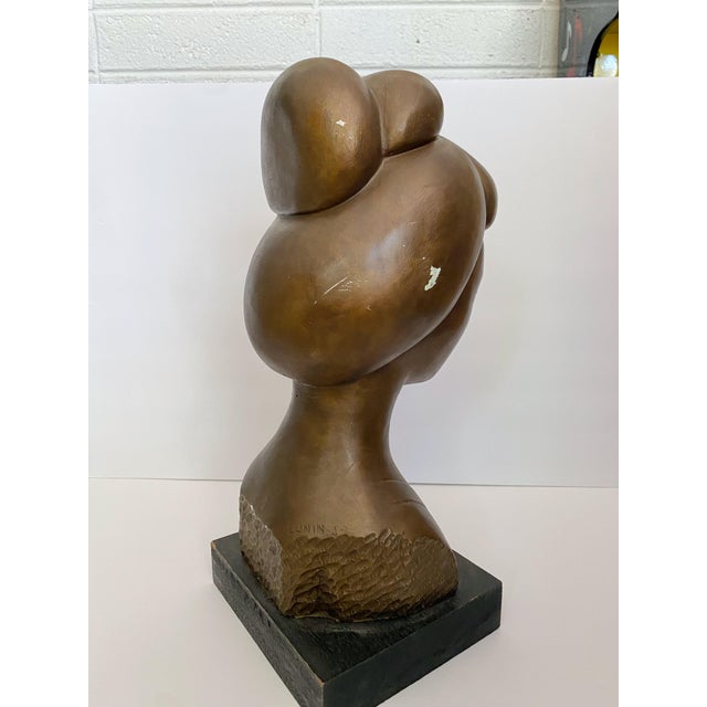 Brown Mid Century Bronze Colored Japanese Woman Bust Sculpture For Sale - Image 8 of 10