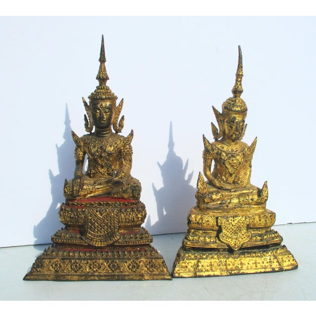 Thai Gilt Bronze Buddha-- 2 Vintage - a Pair For Sale - Image 10 of 10
