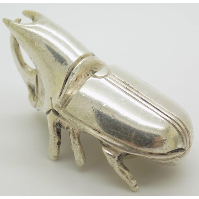 1940s Vintage Italian Handmade Genuine Silver 1940s 1950s Rare and Heavy Hercules Beetle Figurine For Sale - Image 5 of 15