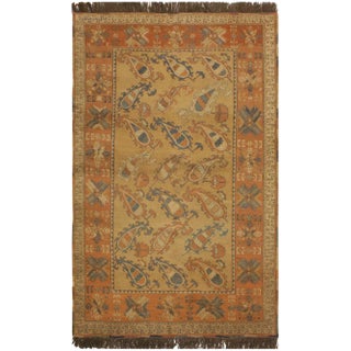 1970s Vintage Soumakh Russel Tan Rust Wool Rug- 5'8 X 7'5 For Sale