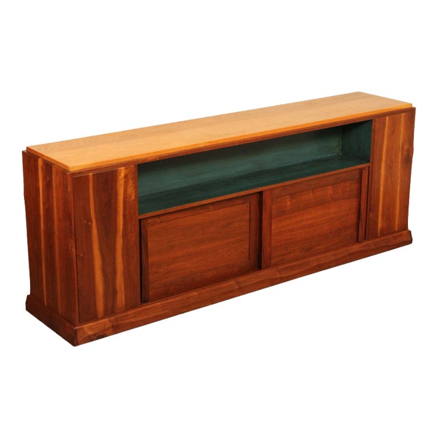 1960s Robert Whitley Custom Studio Walnut Double-Side Bookcase Cabinet For Sale