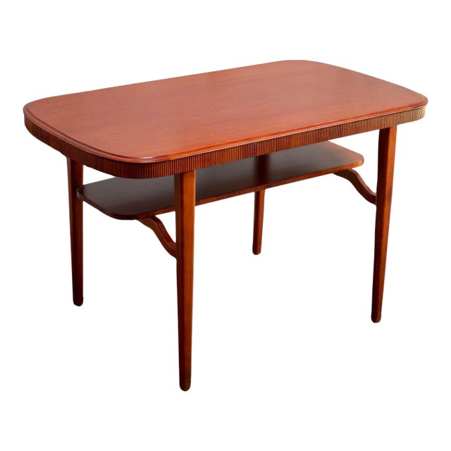 Mid-Century Modern Mahogany End or Coffee Table With Shelf, Sweden, C. 1950 For Sale