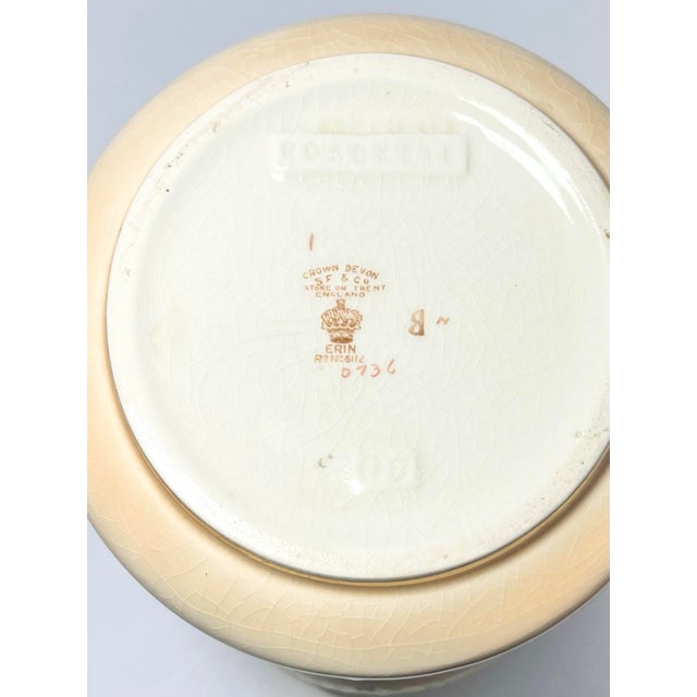 1910s Antique English Crown Devon Cream Ceramic Biscuit Barrel Jar & Lid For Sale - Image 10 of 11