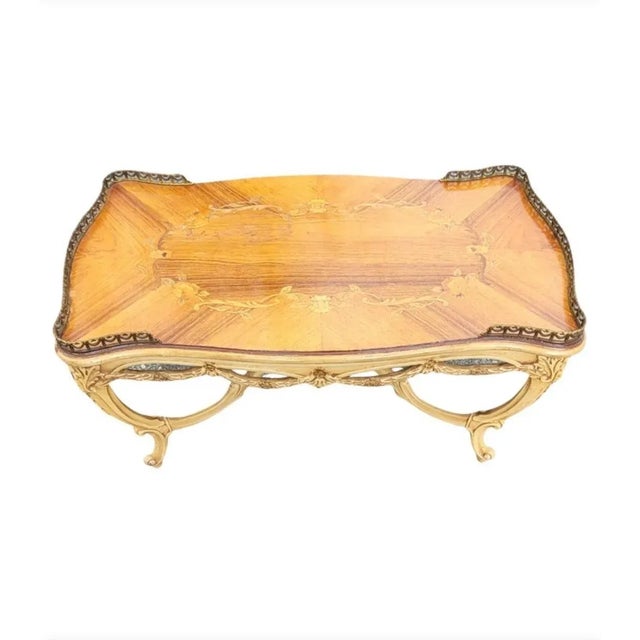 French 1910s Louis Xv Walnut & Kingwood Marquetry Satinwood Inlaid Cocktail Table For Sale - Image 3 of 8