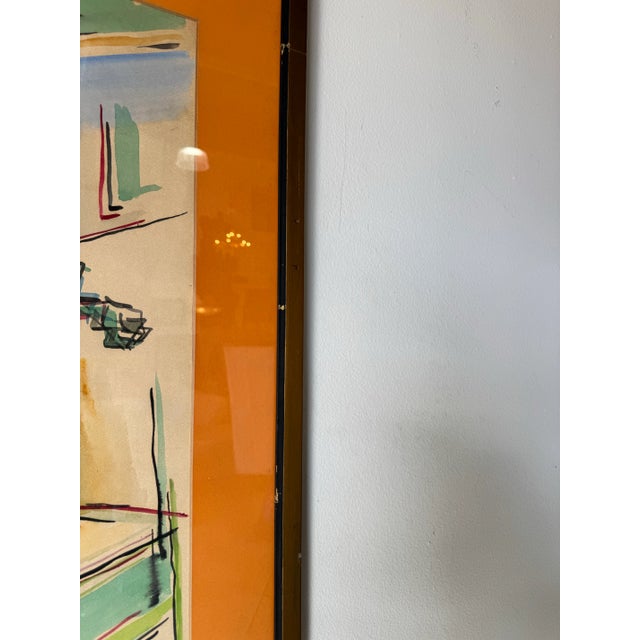 1966 Vintage Abstract Watercolor on Paper Painting, Framed For Sale - Image 11 of 12