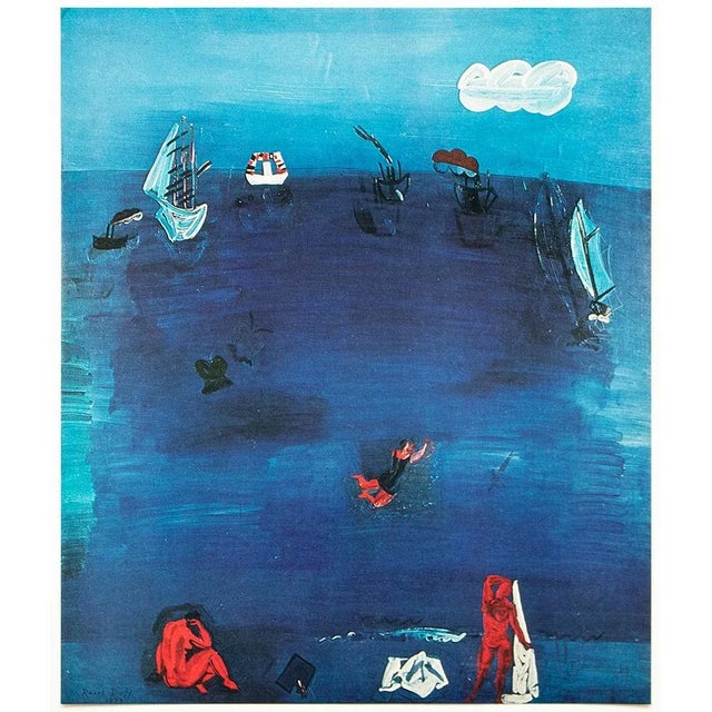 Paper 1970 After Raoul Dufy "The Mediterranean", Full-Color Parisian Print For Sale - Image 7 of 7