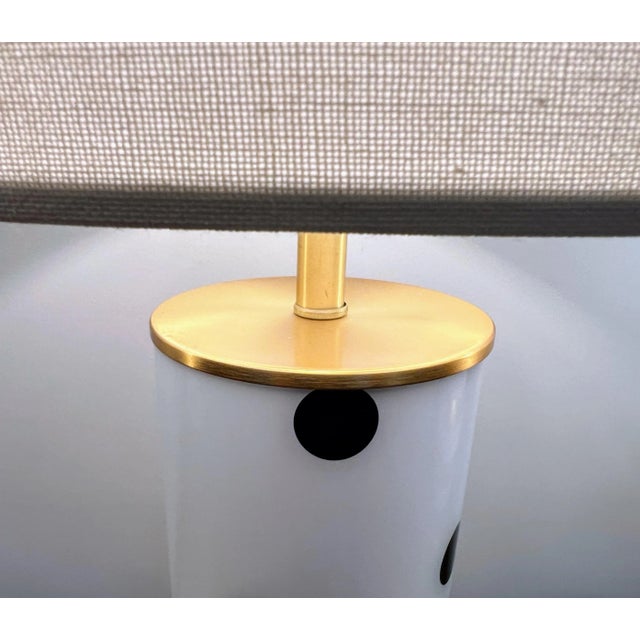 Metal Contemporary Kate Spade Deco Polka Dot Lamp in Black and Ivory White For Sale - Image 7 of 9