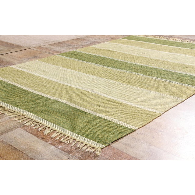 Asparagus Vintage Swedish Rollakan Rug, 04'06 X 06'11 For Sale - Image 8 of 10