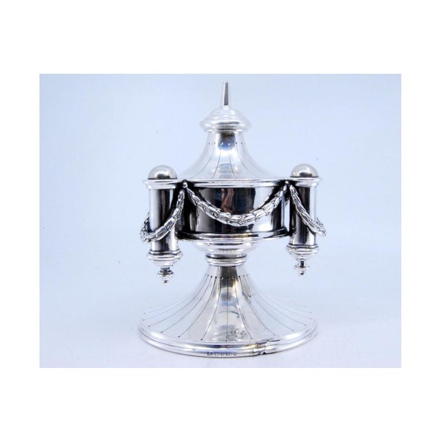 Silver Perfume Bottle with Round Base and Cord Application For Sale - Image 9 of 10