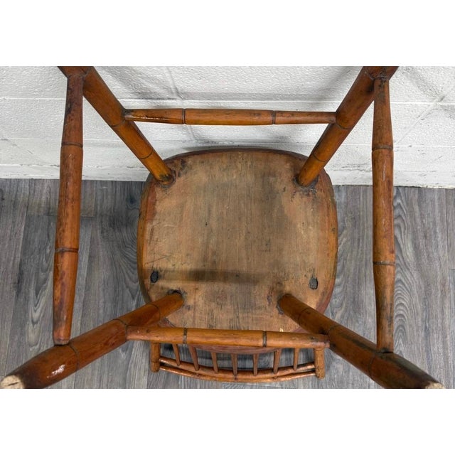 Antique American Windsor Farmhouse Style Plank Seat Dining Chair For Sale - Image 10 of 10