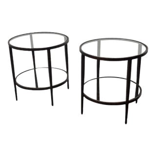 Crate & Barrel Clairemont Side Tables, Pair For Sale