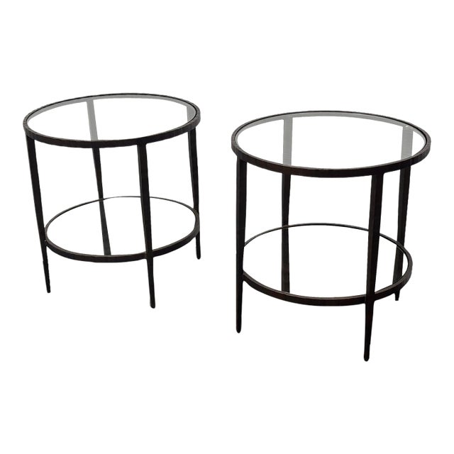 Crate & Barrel Clairemont Side Tables, Pair For Sale