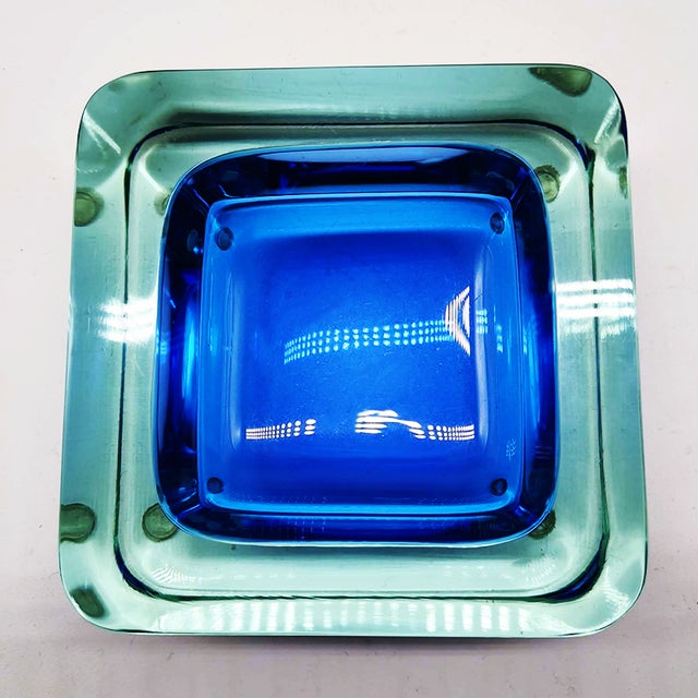 Large Square Handcrafted Ashtray or Catchall in Murano Glass, Italy, 1960s For Sale - Image 6 of 9