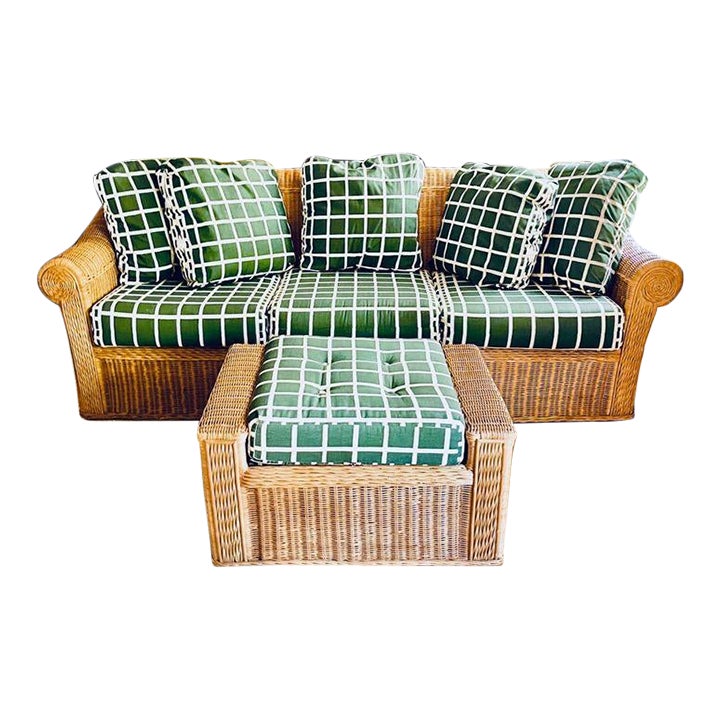 Henry Link Rattan Sofa and Ottoman Chairish