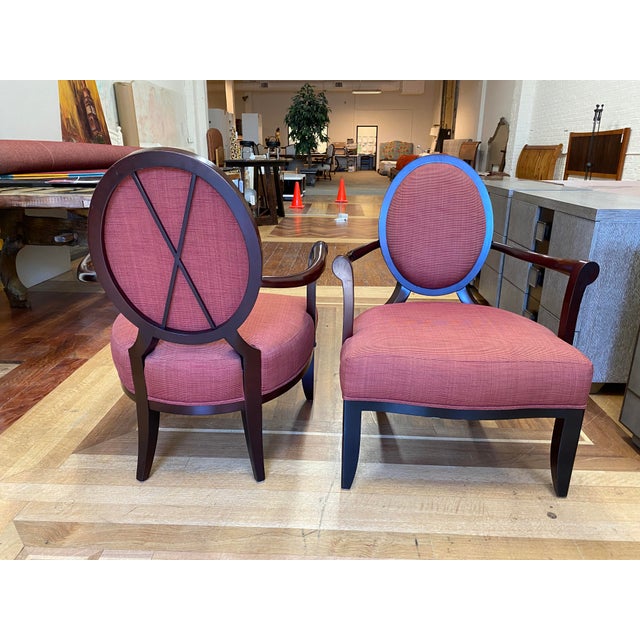 Barbara Barry for Baker Furniture Upholstered X-Back Arm Chairs - a