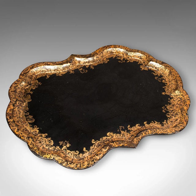 Late 19th Century 1900s Antique Victorian Japanned Chinoiserie Serving Tray For Sale - Image 5 of 10