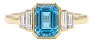 Swiss Blue Topaz Engagement Ring | Emerald Cut Blue Gemstone Ring Us 7