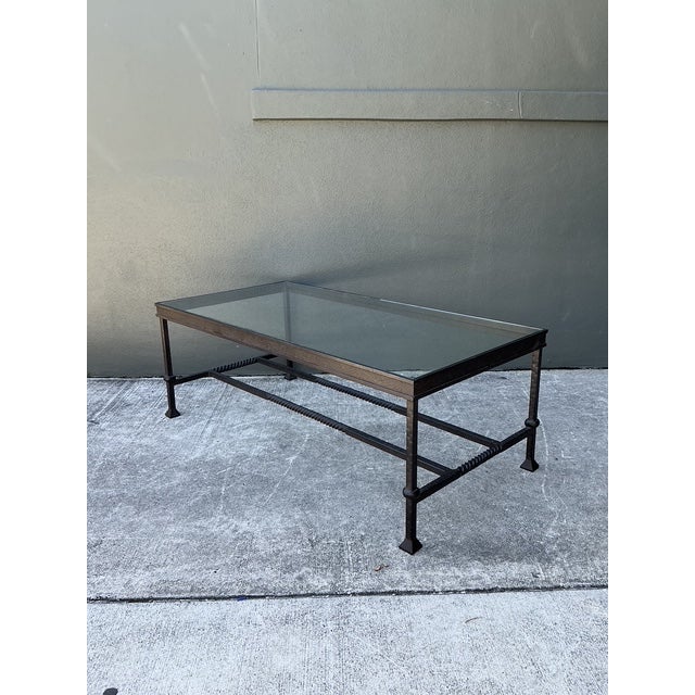 Late 20th Century Vintage Hammered Wrought Iron Coffee Table For Sale - Image 5 of 12