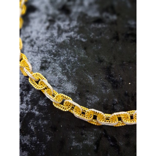 Gold 10k Yellow Gold 7 5/8 CTW Natural Diamond Designer Link Necklace, 24 In. For Sale - Image 8 of 8