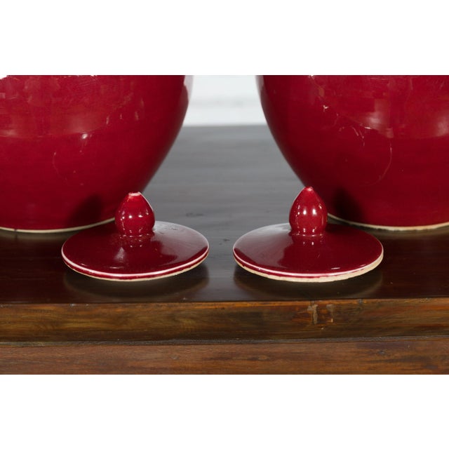 Vintage Chinese Oxblood Finish Jars - A Pair For Sale - Image 10 of 13