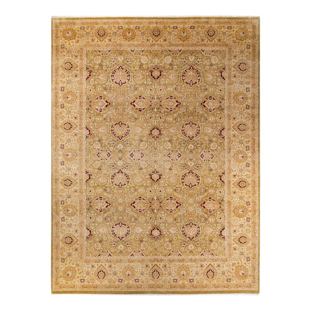 Mogul, One-of-a-Kind Hand-Knotted Area Rug - Green, 9' 3" x 12' 4" For Sale