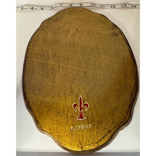 Vintage Florentine Italian Gilt Tray | Red Black Gold Hollywood Regency Serving Tray For Sale - Image 4 of 8