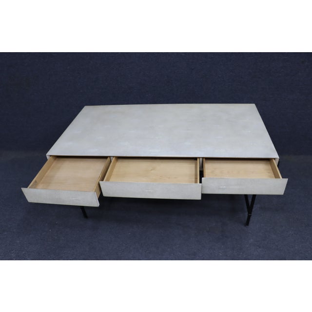 Lillian August for Hickory White Faux Shagreen Writing Desk For Sale - Image 10 of 17