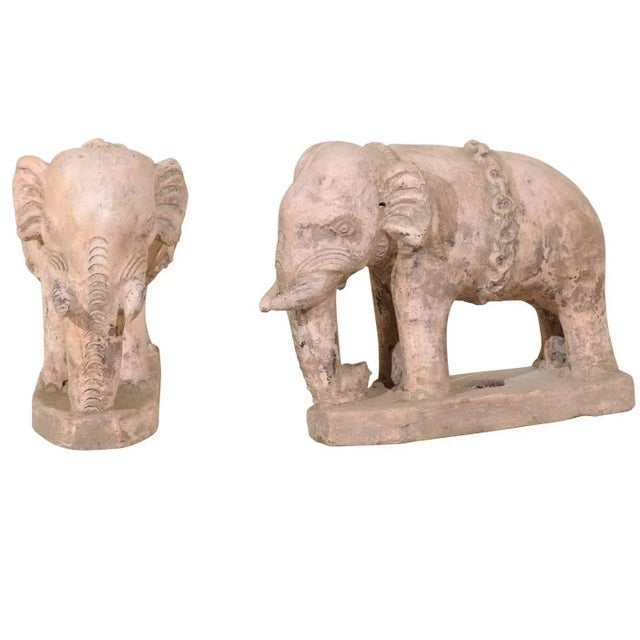 Eclectic 20th Century British Colonial Terracotta Elephants in Pale Pink - a Pair For Sale - Image 9 of 9