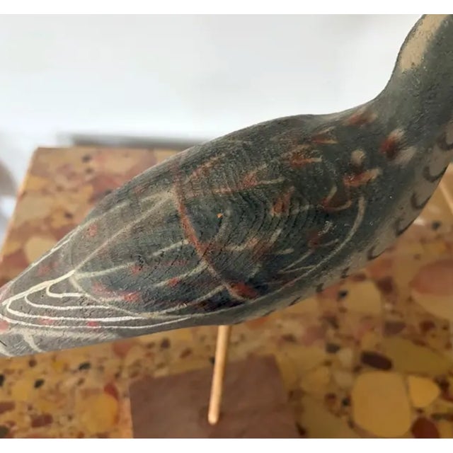Vintage Hand Carved and Painted Wooden Shorebird, Folk Art For Sale - Image 4 of 6