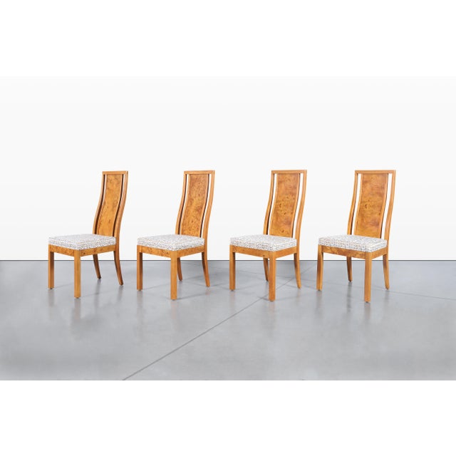 Canary Yellow Vintage Mappa Burl Wood Dining Chairs by Thomasville For Sale - Image 8 of 15