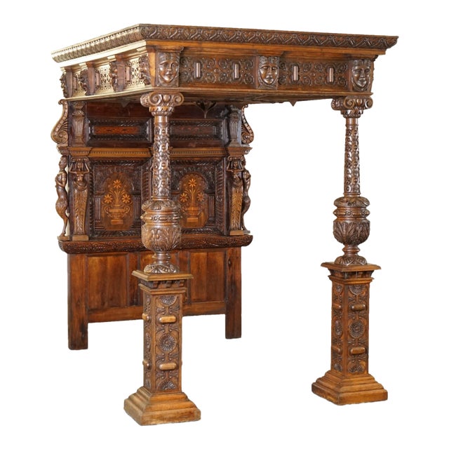 Important Antique c.1600 Charles I Documented English Oak Tester Bed – Museum Quality – Hand Carved – Rare Royal Presentation For Sale