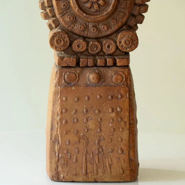 Terracotta Ceramic Floor Table Lamp by R. Rooke with Lampshade attributed to R. Houben, 1960s For Sale - Image 9 of 12