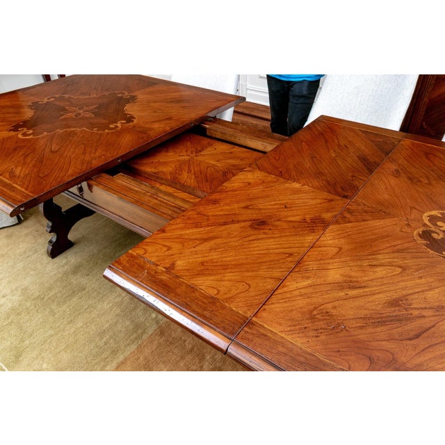 Vintage Spanish Continental Style Inlaid Extension Dining Table For Sale - Image 16 of 18