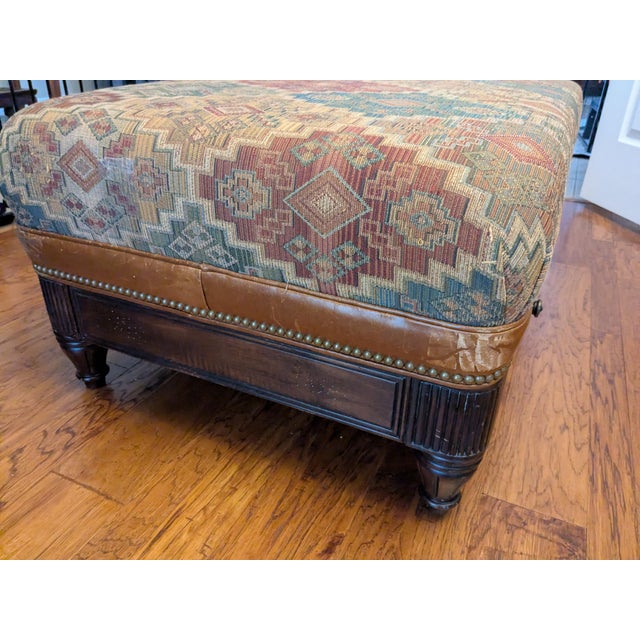 Hancock & Moore 2004 Hancock & Moore Kilim & Leather Storage Ottoman With Drawers For Sale - Image 4 of 10