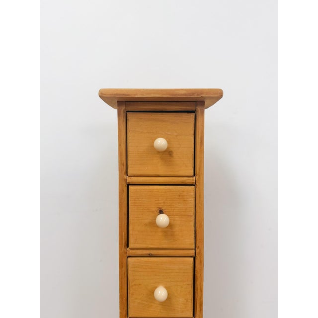 Vintage Pine Six Drawer Narrow Vertical Apothecary Cabinet Storage For Sale - Image 4 of 12