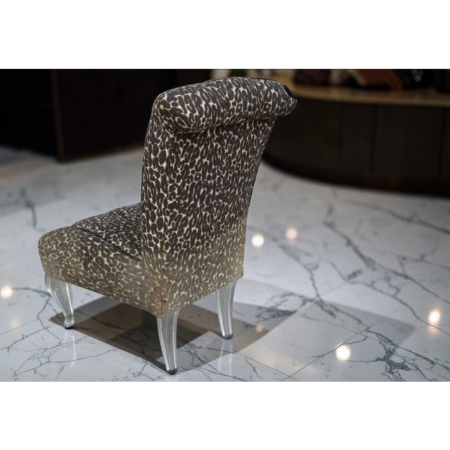 Phyllis Morris Mid Century Modern Phyllis Morris Lucite Slipper Chair W Cheetah Fabric For Sale - Image 4 of 5