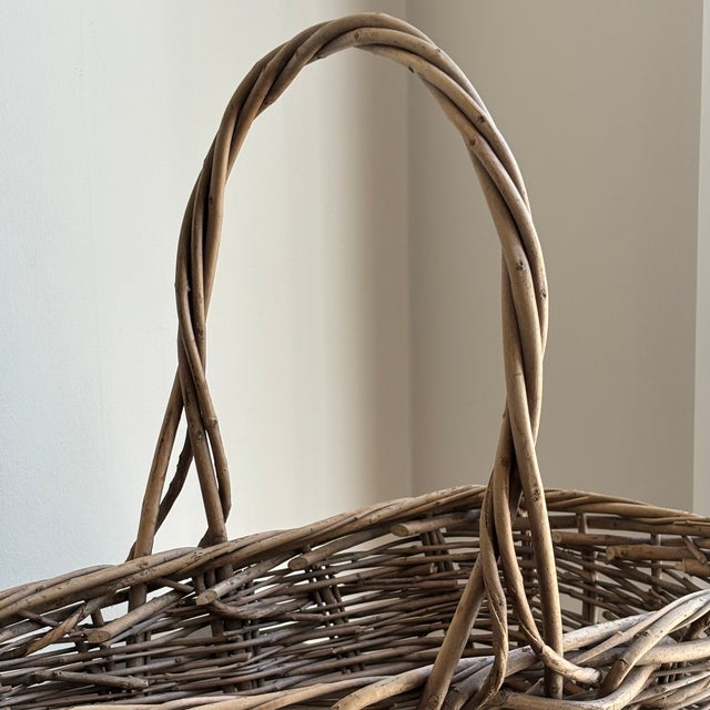 French Country-Style Vintage Twig Basket For Sale - Image 4 of 12