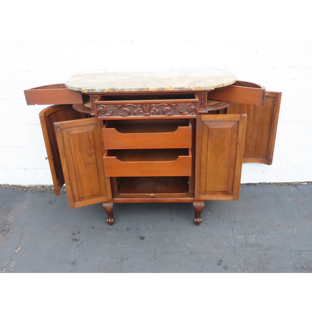 Early 1900s French Heavy Hand Carved Commode Marble Top Cabinet 6672 For Sale - Image 15 of 18