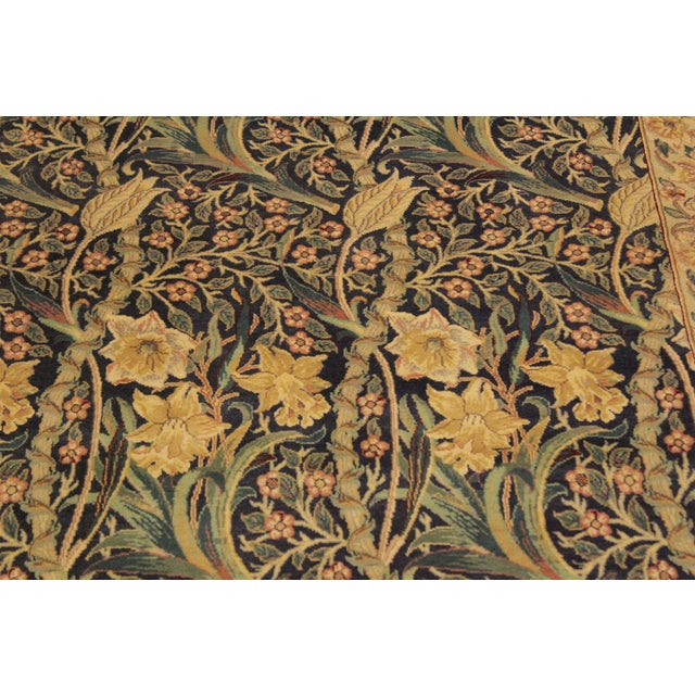 Floral 1990's Heritage Blue/Taupe Wool Rug - 4'1''x6'3'' For Sale - Image 4 of 9