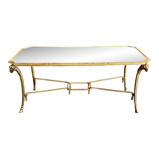 Italian Maison Bagues Design Gilt Brass Coffee Table For Sale