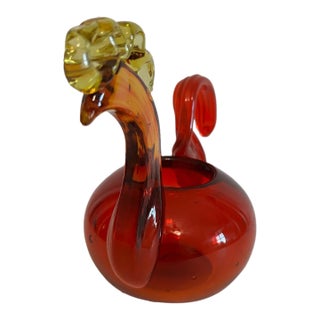 Vintage Mid-Century Modern Blenko Glass 6145 Rooster Vase by Wayne Husted - 1961 For Sale