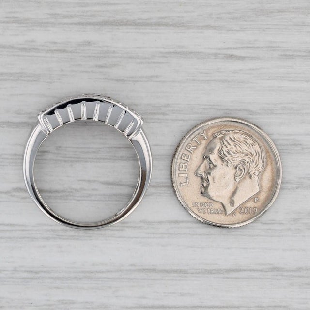 Metal 1.20ctw Channel Set Ruby Diamond Ring 14k White Gold Size 6.25 For Sale - Image 7 of 8