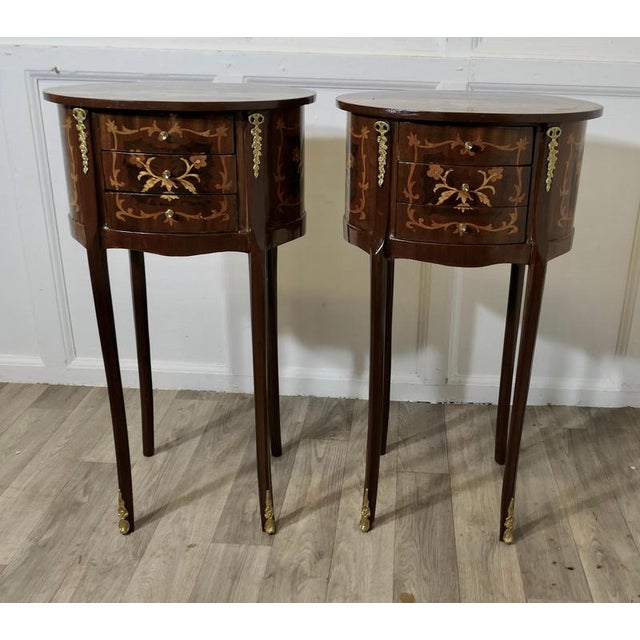 1920s Vintage French Oval Side Tables, 1920, Set of 2 For Sale - Image 5 of 9