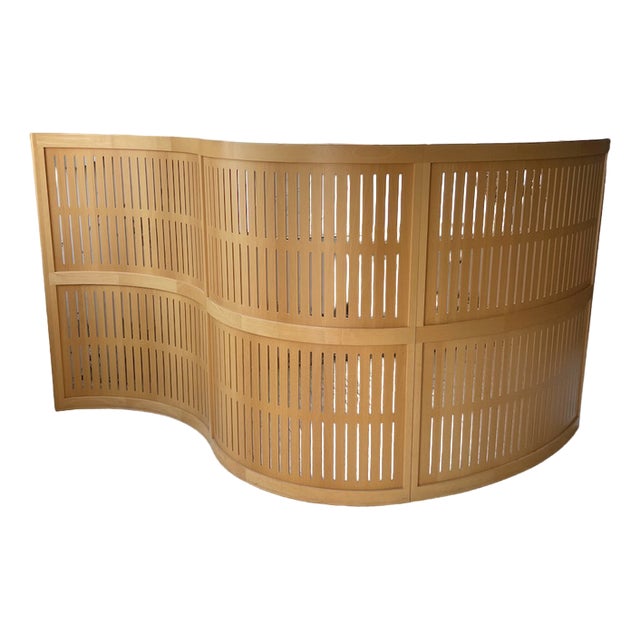Large Curved Beech Screen, 1980s, Set of 3 For Sale